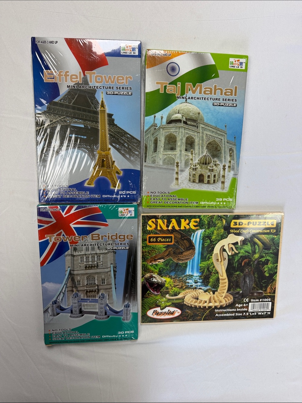 Mini Architecture & Animal 3D Puzzle Set - of 4 unopened